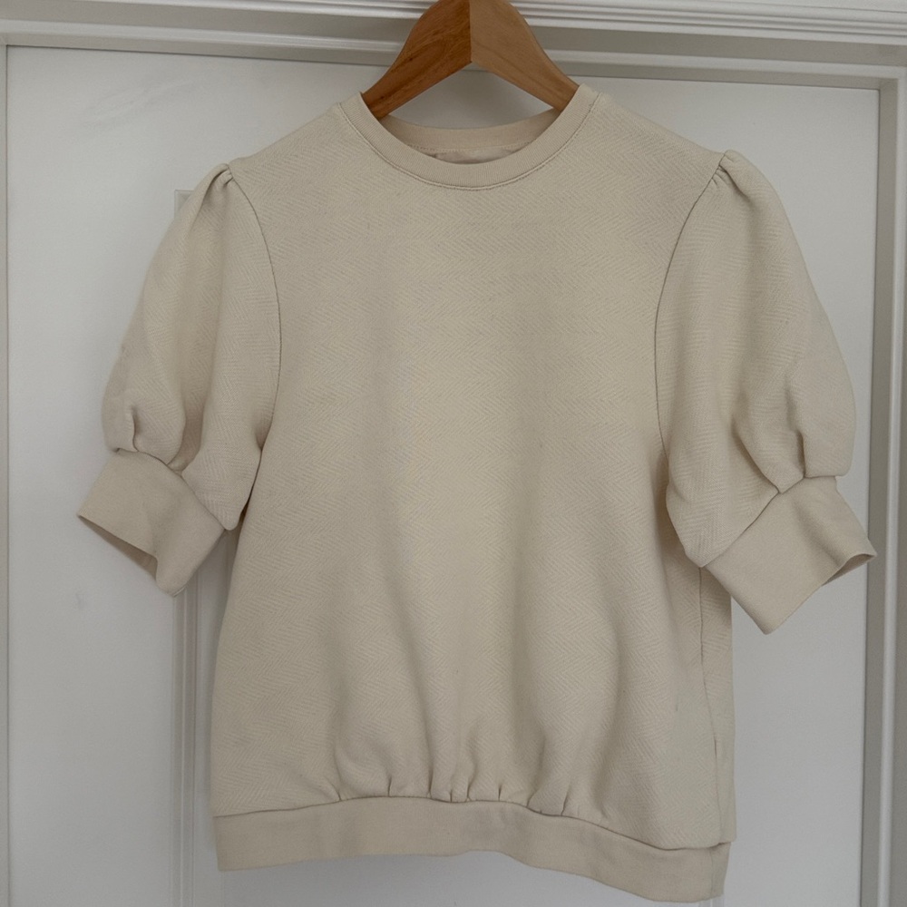 ba&sh Tael cream puff short sleeve sweatshirt - Picture 4 of 8